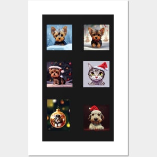 Christmas Kittens and Puppies Stickers Pack Posters and Art